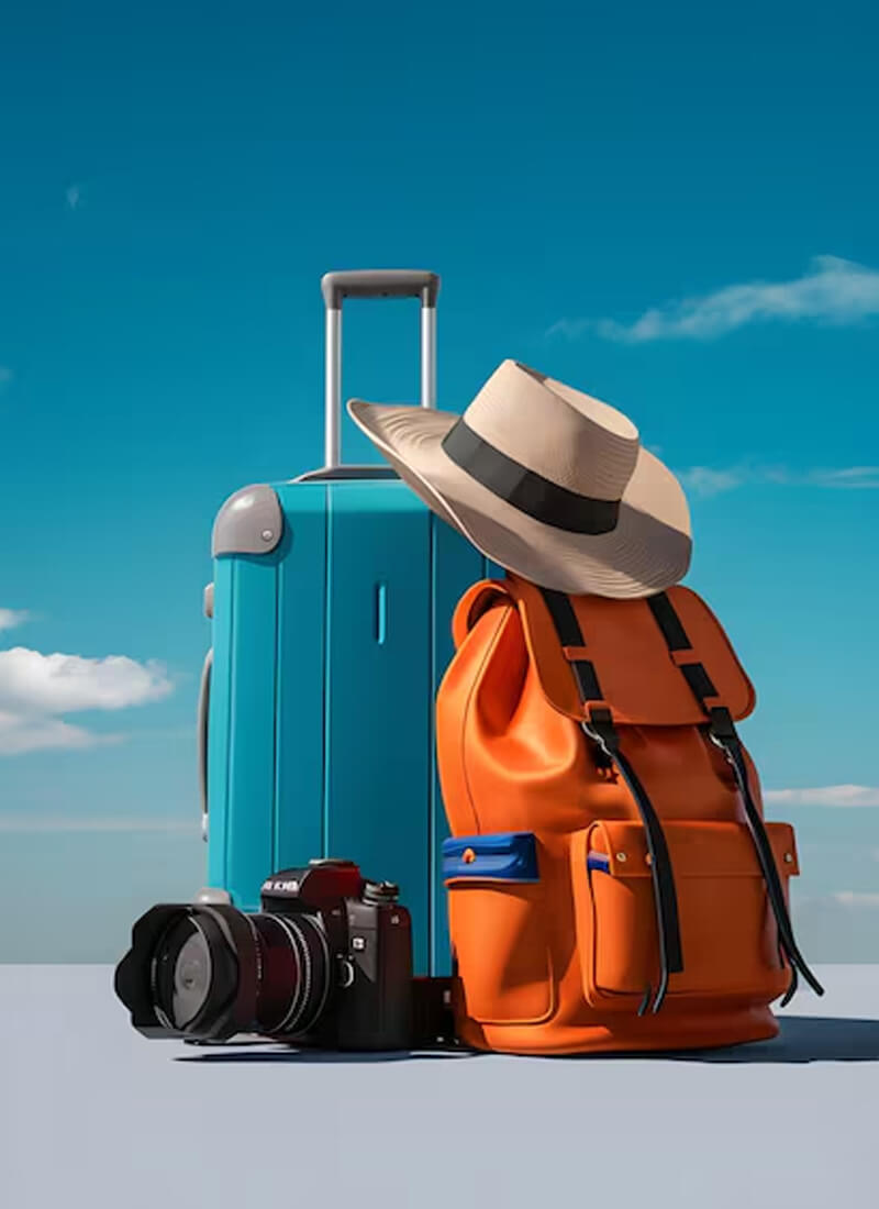 Traveler on Tropical Beach
